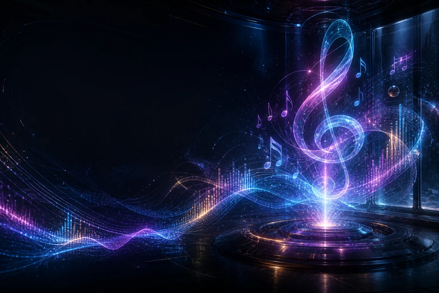 AI 音频生成与科幻音符可视化